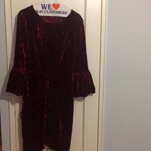 Velvet dress with bell sleeves